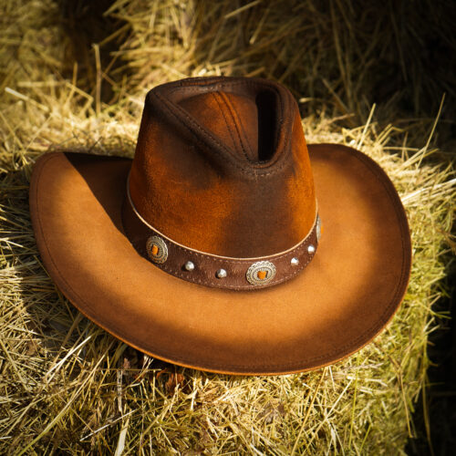 Kapelusz skórzany kowbojski – podpalany brąz