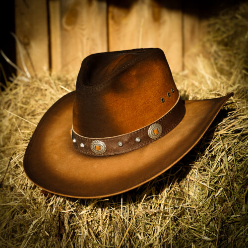 Kapelusz skórzany kowbojski – podpalany brąz